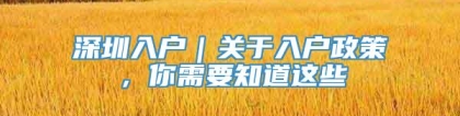 深圳入户｜关于入户政策，你需要知道这些