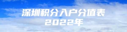 深圳积分入户分值表2022年