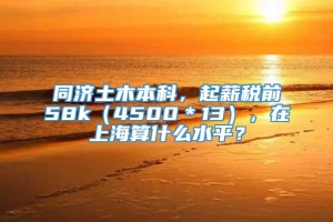 同济土木本科，起薪税前58k（4500＊13），在上海算什么水平？