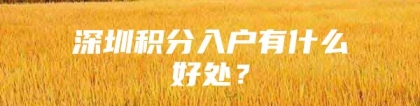 深圳积分入户有什么好处？