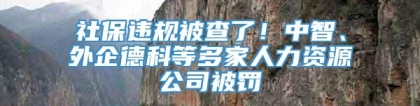 社保违规被查了！中智、外企德科等多家人力资源公司被罚