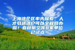 上海这个区率先探索，人才引进落户可以全程网办啦！春秋航空等8家单位已试点