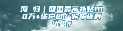 海 归｜回国最高补贴100万+送户口？购车还有优惠？