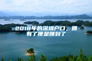 2018年的深圳户口，拥有了便是赚到了