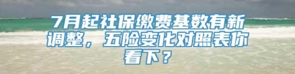 7月起社保缴费基数有新调整，五险变化对照表你看下？