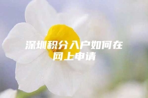 深圳积分入户如何在网上申请