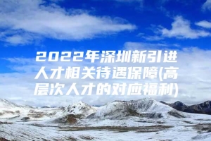 2022年深圳新引进人才相关待遇保障(高层次人才的对应福利)