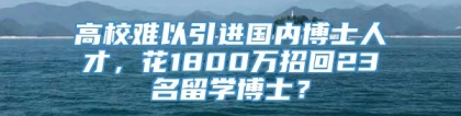 高校难以引进国内博士人才，花1800万招回23名留学博士？