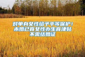 对单身女性给予平等保护！未婚已育女性办生育津贴不需结婚证