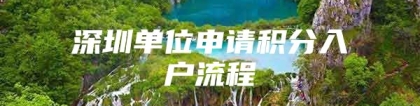 深圳单位申请积分入户流程