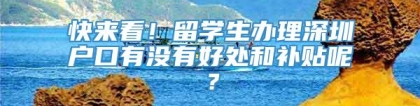 快来看！留学生办理深圳户口有没有好处和补贴呢？