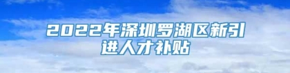 2022年深圳罗湖区新引进人才补贴