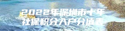 2022年深圳市十年社保积分入户分值表