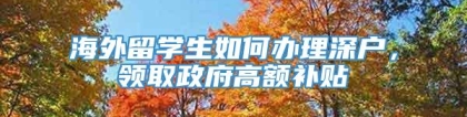 海外留学生如何办理深户，领取政府高额补贴