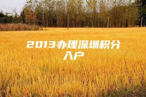 2013办理深圳积分入户