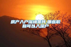 房产入户深圳条件,哪些职称可以入深户