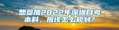 想参加2022年深圳自考本科，应该怎么规划？