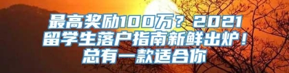 最高奖励100万？2021留学生落户指南新鲜出炉！总有一款适合你