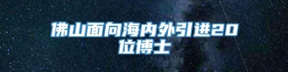 佛山面向海内外引进20位博士