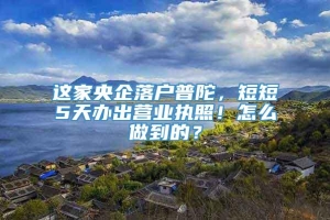 这家央企落户普陀，短短5天办出营业执照！怎么做到的？