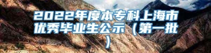 2022年度本专科上海市优秀毕业生公示（第一批）