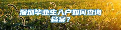 深圳毕业生入户如何查询档案？