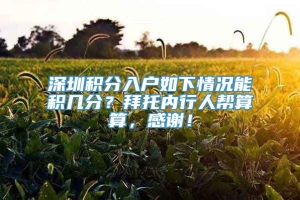 深圳积分入户如下情况能积几分？拜托内行人帮算算，感谢！