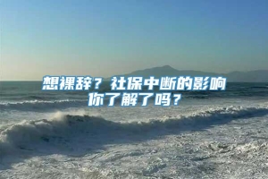 想裸辞？社保中断的影响你了解了吗？