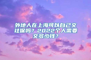 外地人在上海可以自己交社保吗？2022个人需要交多少钱？