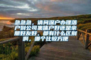 急急急，请问深户办理落户到公司集体户好还是亲朋好友好，都有什么区别啊，哪个比较方便