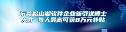 东莞松山湖软件企业新引进博士人才 每人最高可获8万元补贴