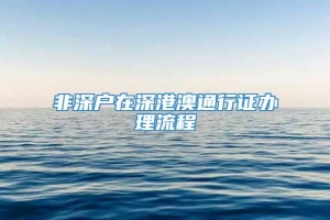 非深户在深港澳通行证办理流程