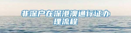 非深户在深港澳通行证办理流程