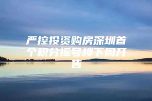 严控投资购房深圳首个积分摇号楼下周开售