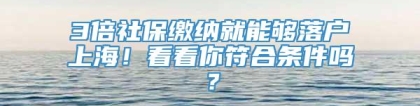 3倍社保缴纳就能够落户上海！看看你符合条件吗？