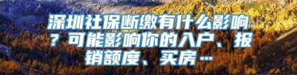 深圳社保断缴有什么影响？可能影响你的入户、报销额度、买房…