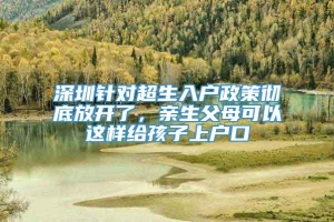 深圳针对超生入户政策彻底放开了，亲生父母可以这样给孩子上户口