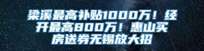 梁溪最高补贴1000万！经开最高800万！惠山买房送券无锡放大招