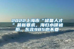 2022上海市“储备人才”最新要求，海归水硕被拒，东北985也不要