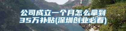 公司成立一个月怎么拿到35万补贴(深圳创业必看)