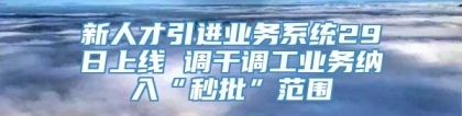 新人才引进业务系统29日上线 调干调工业务纳入“秒批”范围