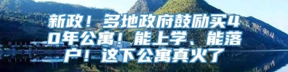 新政！多地政府鼓励买40年公寓！能上学、能落户！这下公寓真火了