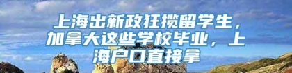 上海出新政狂揽留学生，加拿大这些学校毕业，上海户口直接拿