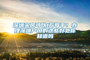 深圳买房可以1万每平！办理深圳户口的这些好处你知道吗