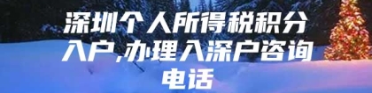 深圳个人所得税积分入户,办理入深户咨询电话