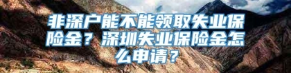 非深户能不能领取失业保险金？深圳失业保险金怎么申请？