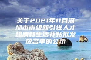 关于2021年11月深圳市市级新引进人才租房和生活补贴拟发放名单的公示