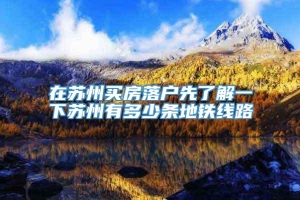 在苏州买房落户先了解一下苏州有多少条地铁线路