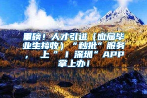 重磅！人才引进（应届毕业生接收）“秒批”服务， 上“ i 深圳”APP掌上办！