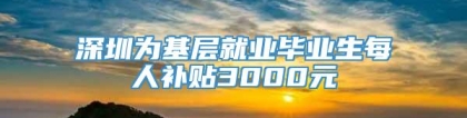 深圳为基层就业毕业生每人补贴3000元